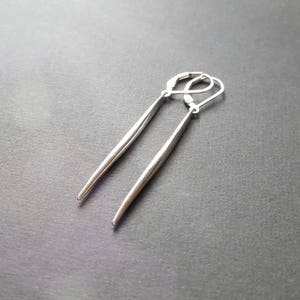 Sterling silver earrings long organic spikes Leverback-Large