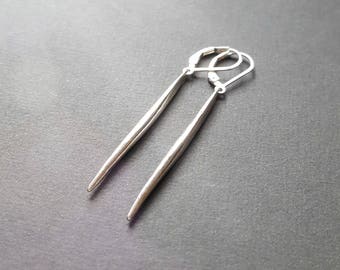 Sterling silver earrings - long organic spikes