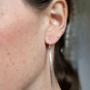 Sterling silver earrings long organic spikes image 3