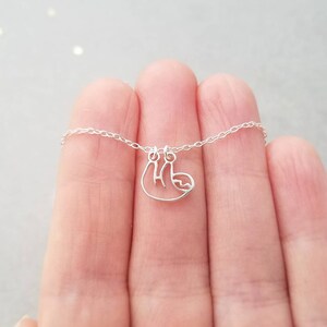 Tiny sloth necklace in sterling silver image 3