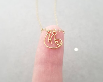 Baby sloth necklace on 14k gold filled chain