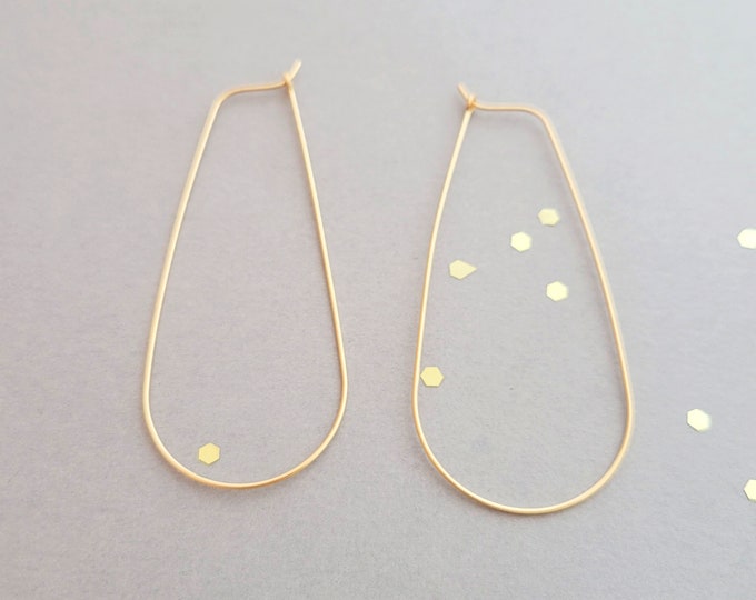 Long dainty 14k gold filled hoops, ovals, infinity hoops