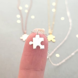 Tiny Puzzle Piece Necklace in Sterling Silver, 14k Yellow Gold Filled, or 14k Rose Gold Filled chain