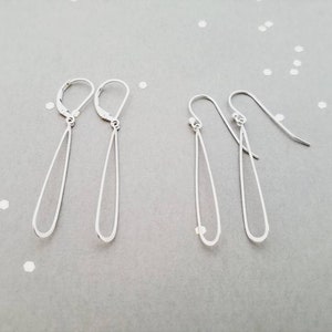 Sterling Silver Earrings Long Open Teardrops Statement Earrings image 3