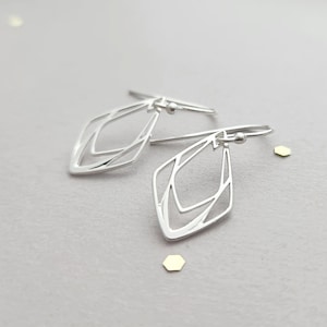 Sterling silver earrings geometric teardrops leverback or french wire French wire/hook