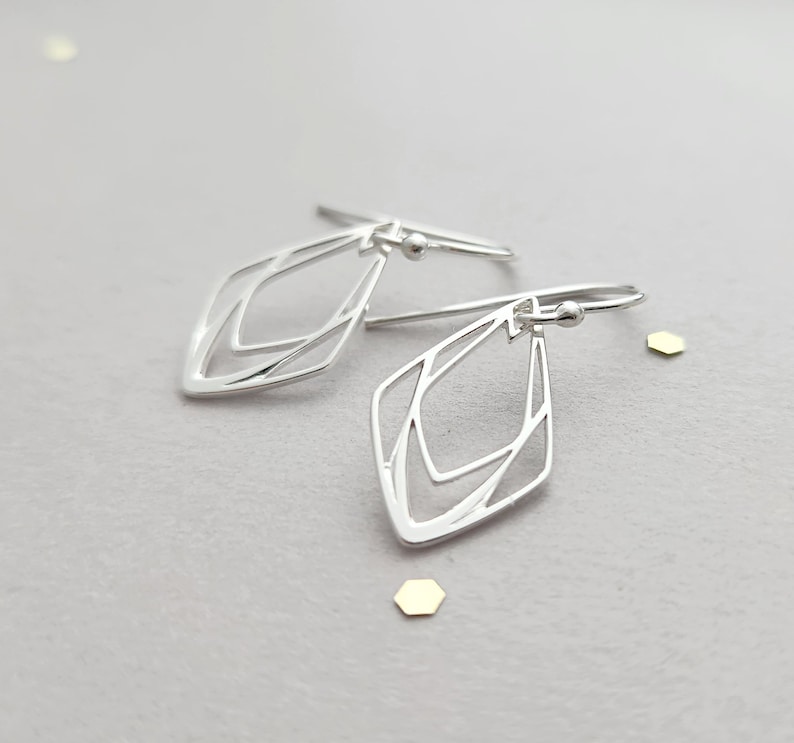 Sterling silver earrings geometric teardrops leverback or french wire French wire/hook