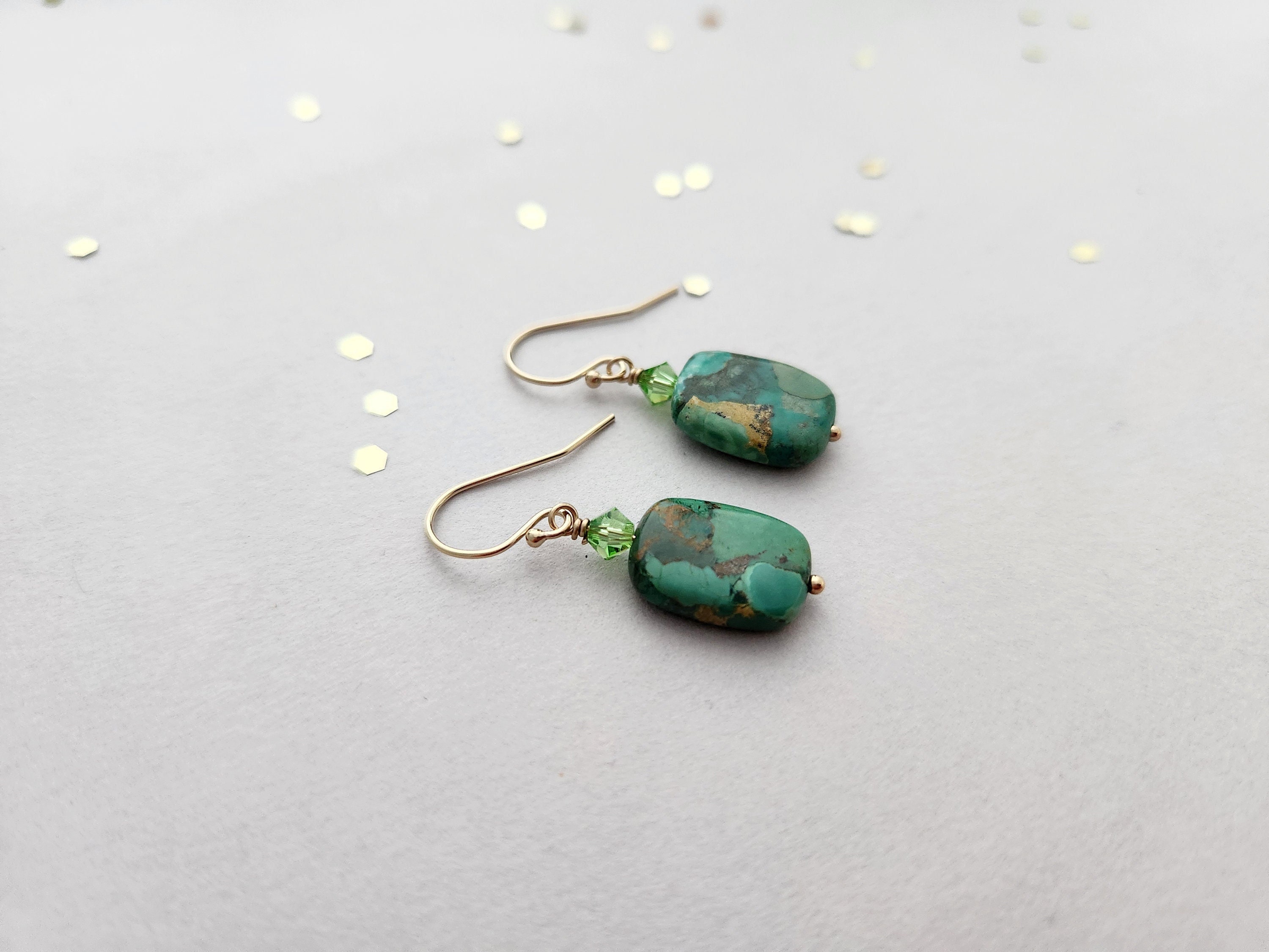 Rose gold and store turquoise earrings
