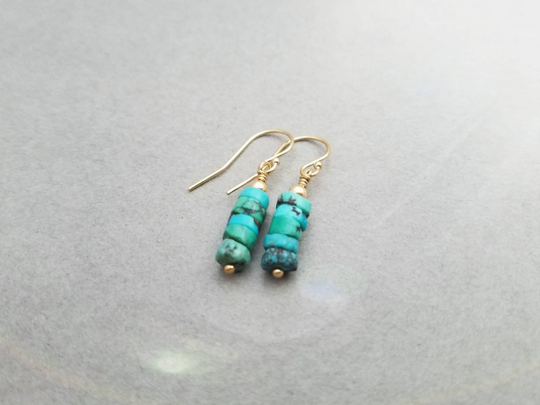 14k gold filled and Turquoise earrings, leverback or french wire, also