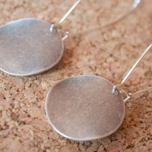 Silver Earrings- Large Antiqued Coin