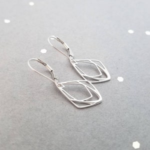 Sterling silver earrings geometric teardrops leverback or french wire image 2