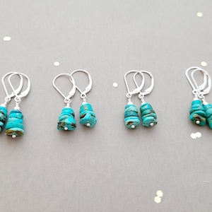 Sterling Silver and Turquoise earrings, leverback or french wire, also available in 14k yellow and rose gold filled image 4