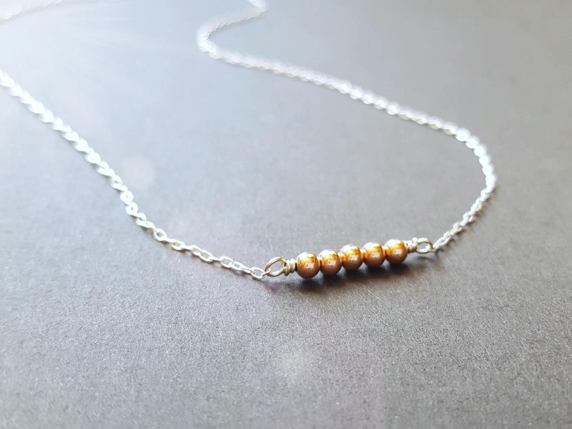 Dainty Tiny Sterling Silver Beaded Necklace 340 