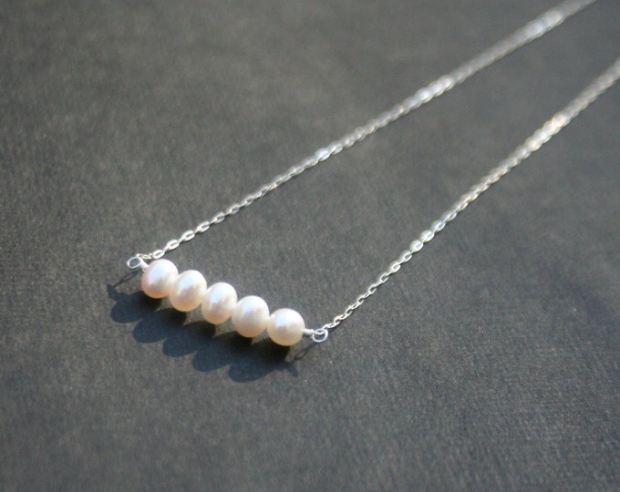 Sterling Silver Necklace with Freshwater Pearls - also available in 14k Yellow and Rose Gold Filled