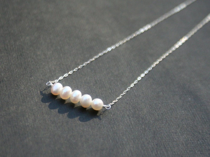 Sterling silver necklace wtih freshwater pearls image 1