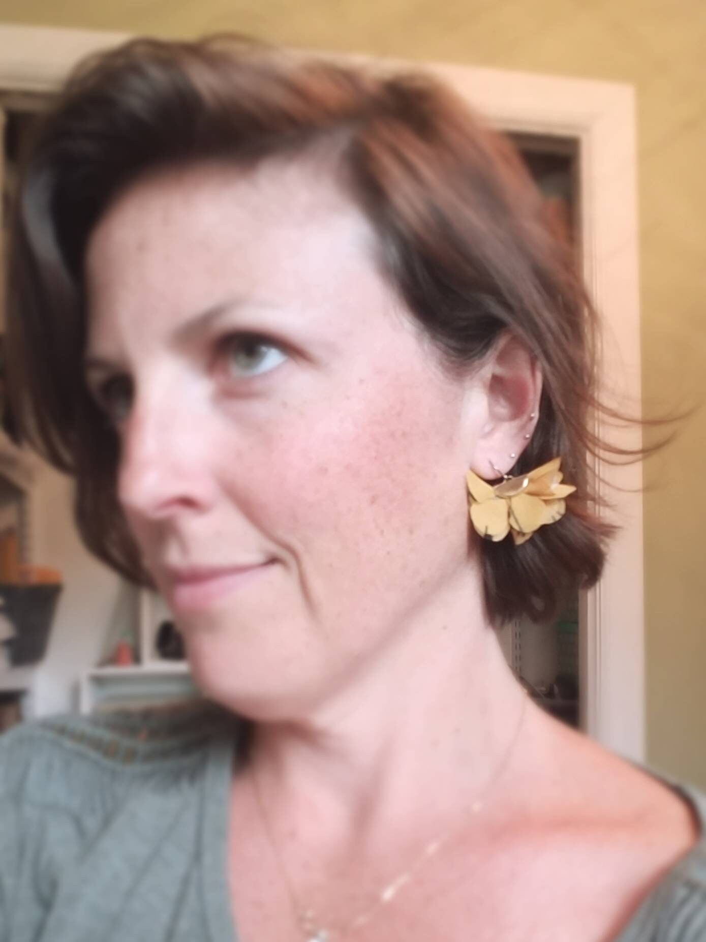 Fabric Fan Tassel Earrings in mustard, pink, green, or navy