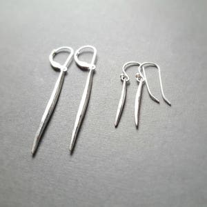 Sterling silver earrings long organic spikes image 2