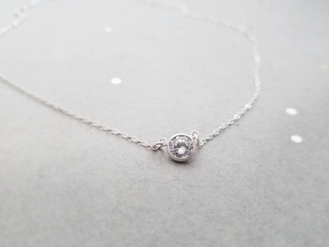 Sterling Silver and Round CZ Link Necklace Also Available in 14k Yellow ...