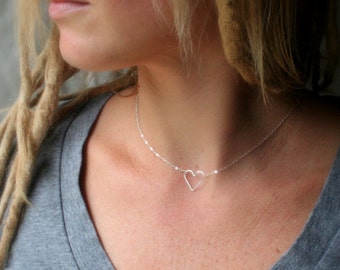 Sterling Silver Necklace - heart - simple jewelry