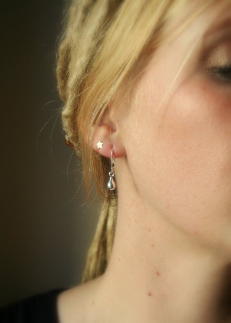 Sterling Silver Teardrop Earrings Small Earrings Simple Silver Earrings french wire or leverback image 3