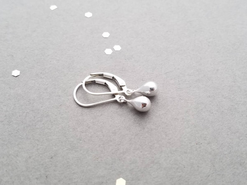 Sterling Silver Teardrop Earrings Small Earrings Simple Silver Earrings french wire or leverback image 8