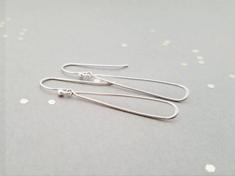 Sterling Silver Earrings Long Open Teardrops Statement Earrings image 5