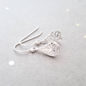 Sterling Silver earrings filigree teardrop lightweight earrings french earwire or leverbacks image 6