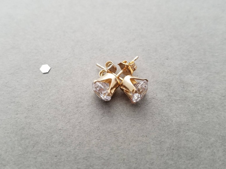 Tiny Sterling Silver or 14k Gold Filled and Cz Stud Earrings - Etsy
