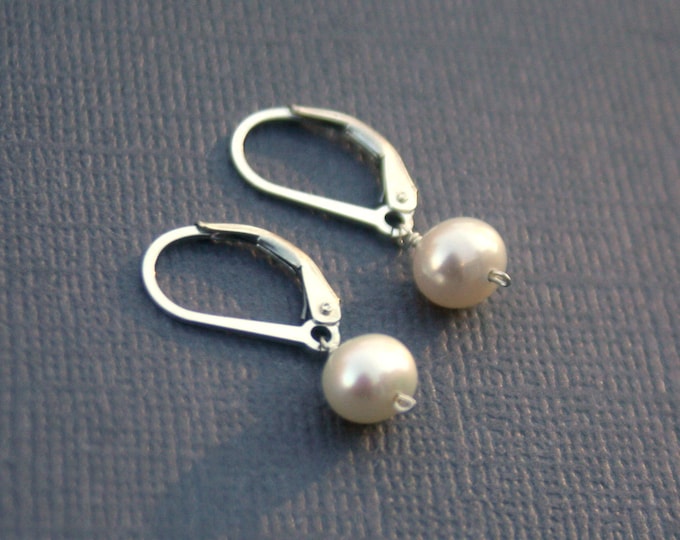 Freshwater Pearl Earrings - Sterling Silver, 14k Gold Filled, 14k Rose Gold Filled