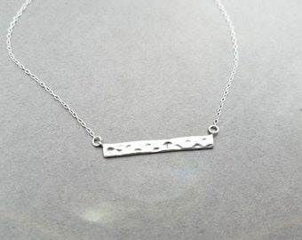 Hammered Bar - sterling silver necklace - minimalist