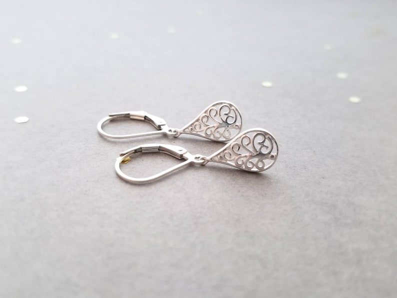 Sterling Silver earrings filigree teardrop lightweight earrings french earwire or leverbacks image 7