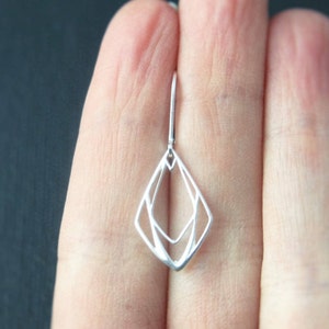 Sterling silver earrings geometric teardrops leverback or french wire image 5