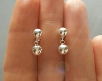 Sterling silver post earrings, silver stud earrings, 5mm and 6mm ball