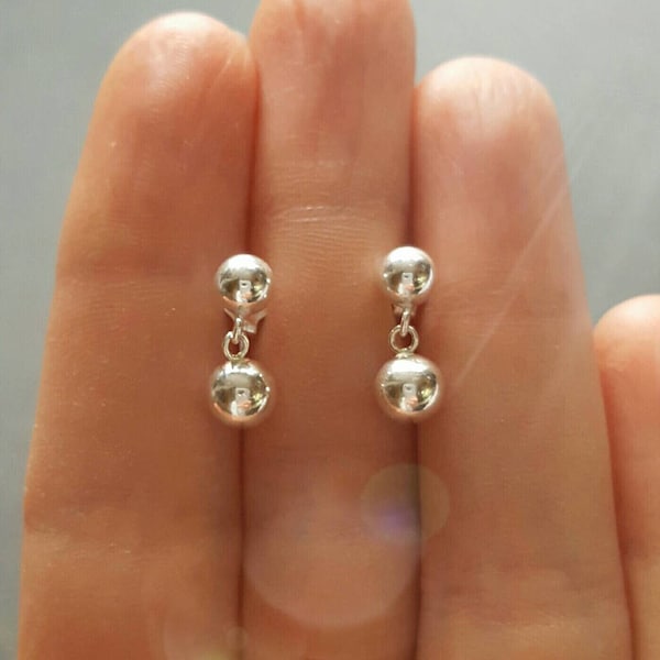 Sterling silver post earrings, silver stud earrings, 5mm and 6mm ball