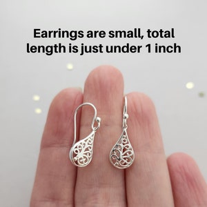 Sterling Silver earrings filigree teardrop lightweight earrings french earwire or leverbacks image 5