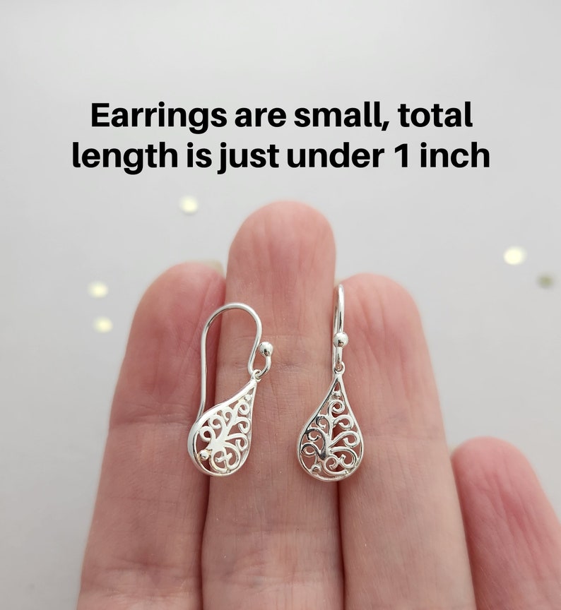 Sterling Silver earrings filigree teardrop lightweight earrings french earwire or leverbacks image 5