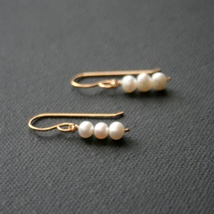 Sterling silver earrings with 3 small pearls image 4