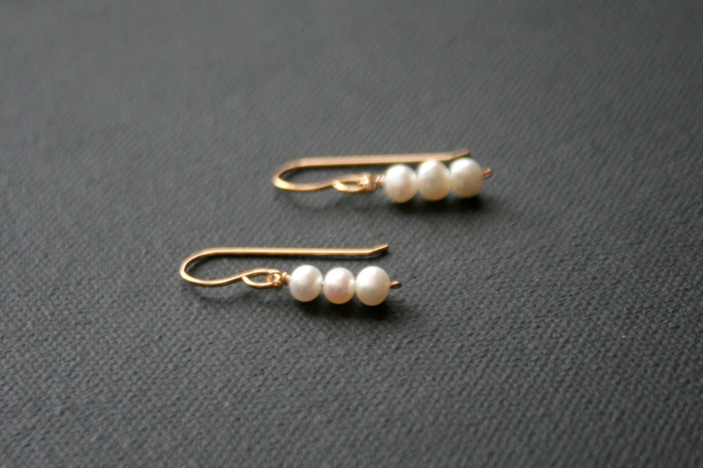 Sterling silver earrings with 3 small pearls image 4