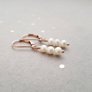 Sterling silver earrings with 3 small pearls image 8