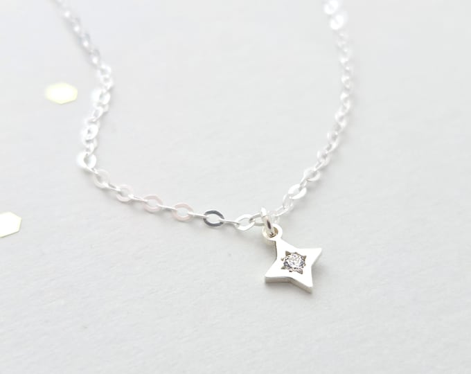 Teeny tiny sterling silver cz north star necklace 5mm pendant