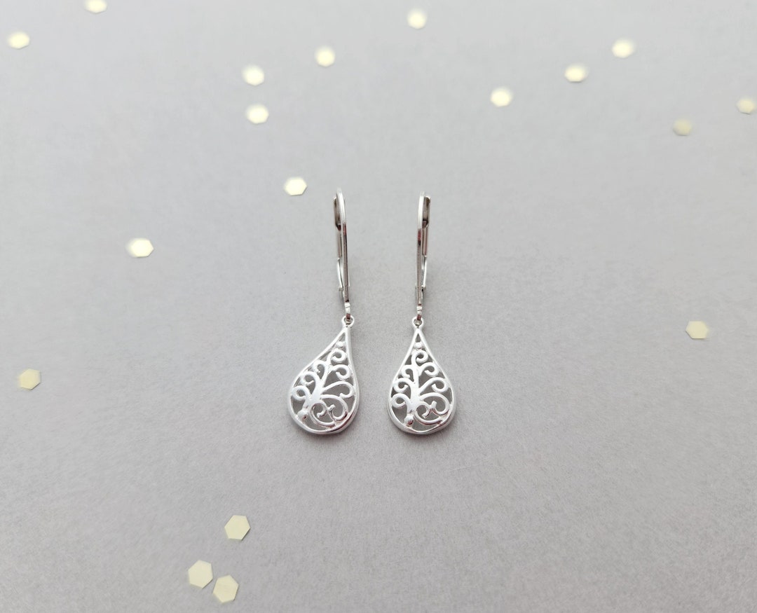 Sterling Silver Earrings - Filigree Teardrop - Lightweight Earrings ...