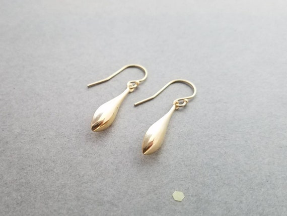 Simple 14k yellow gold filled earrings - long teardrop - french wire or leverback