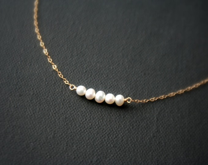 Small Pearl Necklace on 14k Gold Filled Chain