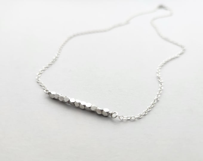 Sterling Silver Faceted Bead Necklace
