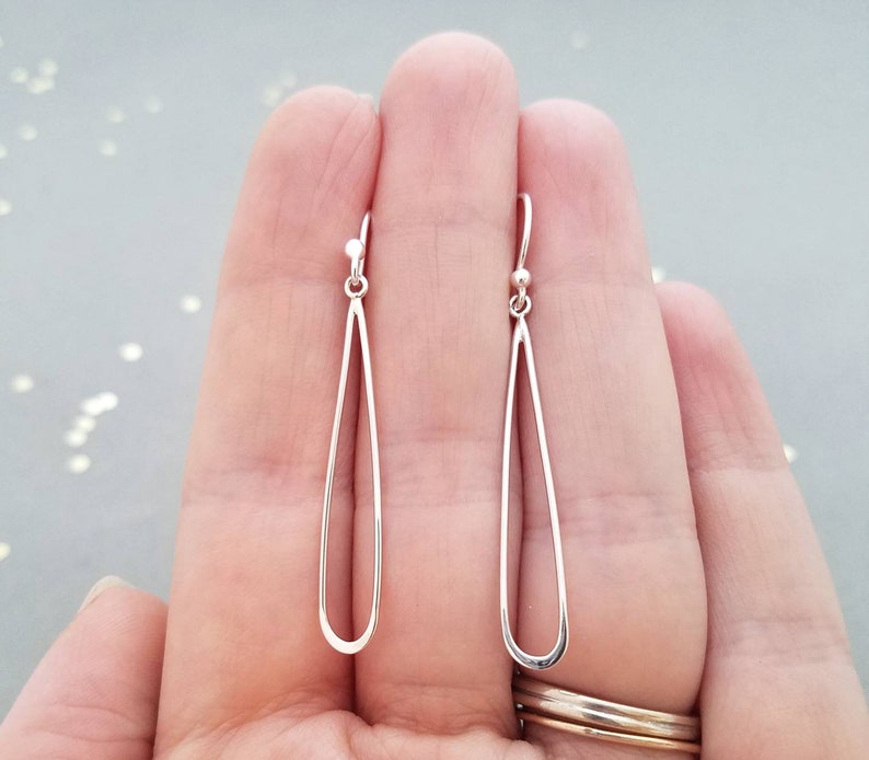 Sterling Silver Earrings Long Open Teardrops Statement Earrings image 4