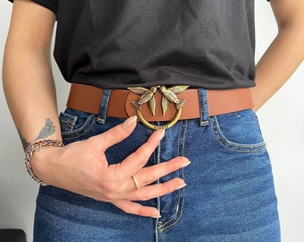 Leren riem, mooie damesvogelriem, 11 kleuren, beroemde pinko, damesriem, luxe designriem, unisex riem, ontwerp beroemd modelriem