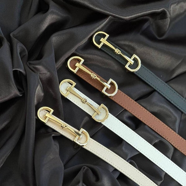 Luxury Dress Belt, Jacket Belt, Luxurious Design Belt, Leather Belt, Unisex Belt, Model Belt, Thin Women's Belt with Long Buckle, Shirt Belt