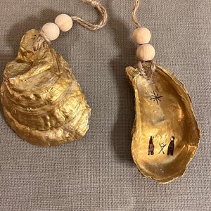Oyster Shell Christmas Nativity Ornament
