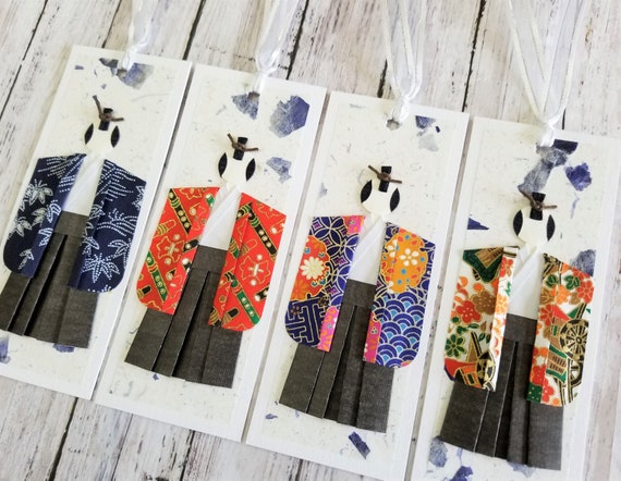Handmade Samurai Origami Paper Doll Bookmarks Party Favors Souvenir Set Of 4