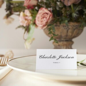 Minimal Modern Table Name Card Template, Printable Wedding Place Cards, Wedding Guests Tag, Editable Seating Template, Meal Icons #Char