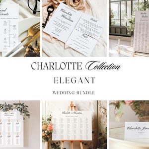 Minimal Modern Wedding Invitation Bundle, Minimalist Large Wedding Bundle, Modern Elegant Wedding Template Bundle, Invitation Suite #Char